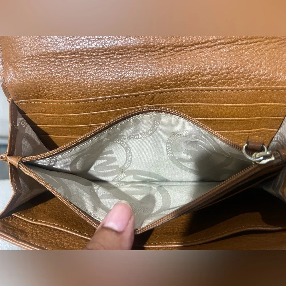 Michael Kors Cognac Leather Buckle Continental Wallet - Picture 7 of 8